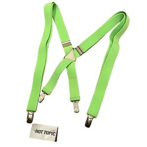 Hot Topic Neon Green Suspenders Unisex One Size Clip New w/Tags